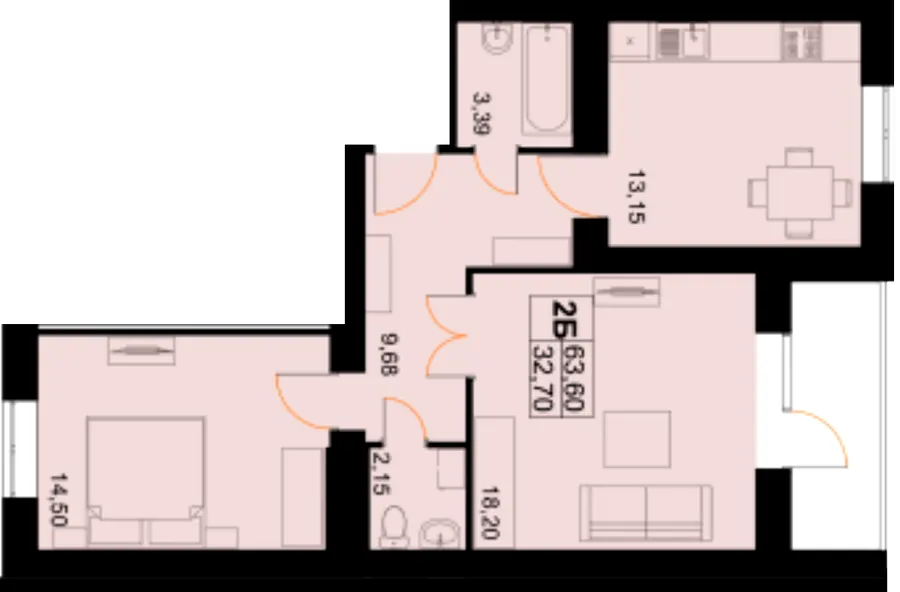 ЖК Клубний Дім — 63.6 м²