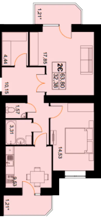 ЖК Клубний Дім — 63.8 м²