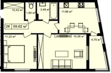Клубний будинок Особливий — 59.6 м²