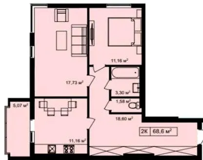 Клубний будинок Особливий — 68.6 м²