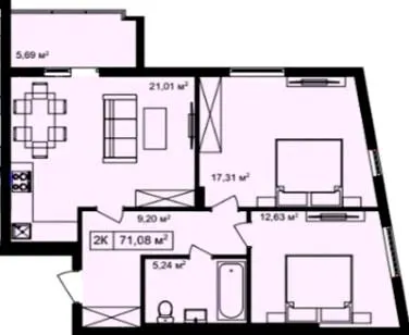 Клубний будинок Особливий — 71.1 м²