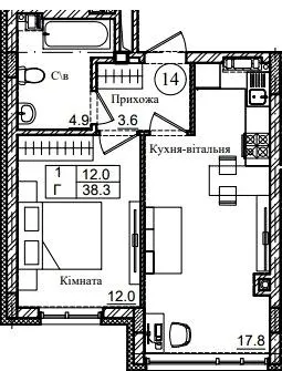 ЖК Петрівське містечко 2 — 38.3 м²