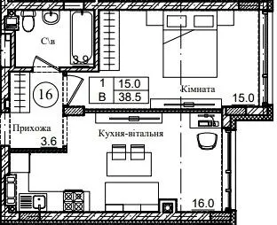 ЖК Петрівське містечко 2 — 38.5 м²