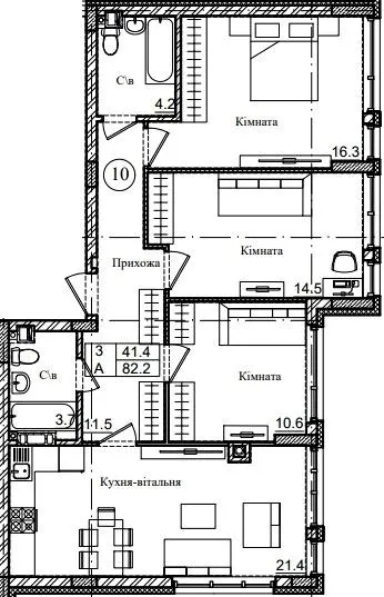 ЖК Петрівське містечко 2 — 83 м²