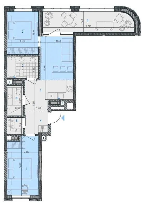 ЖК RIVERVILLE — 68.8 м²