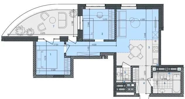 ЖК RIVERVILLE — 65.7 м²