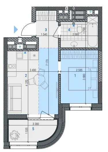 ЖК RIVERVILLE — 38.6 м²