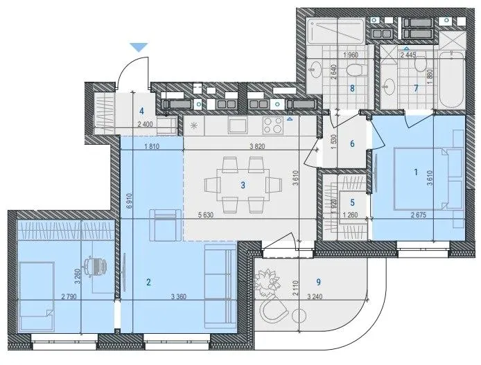 ЖК RIVERVILLE — 66.8 м²