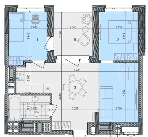 ЖК RIVERVILLE — 57.4 м²
