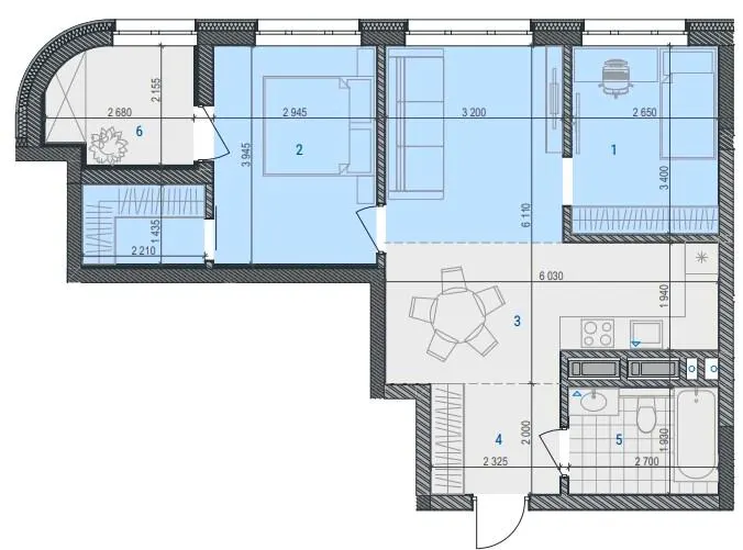 ЖК RIVERVILLE — 64.1 м²