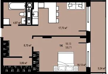 ЖК CONTINENT RIVER PARK — 58.7 м²