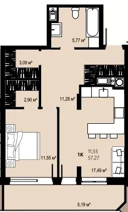 ЖК CONTINENT RIVER PARK — 57.3 м²