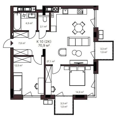 ЖК AVANT PARK — 70.9 м²