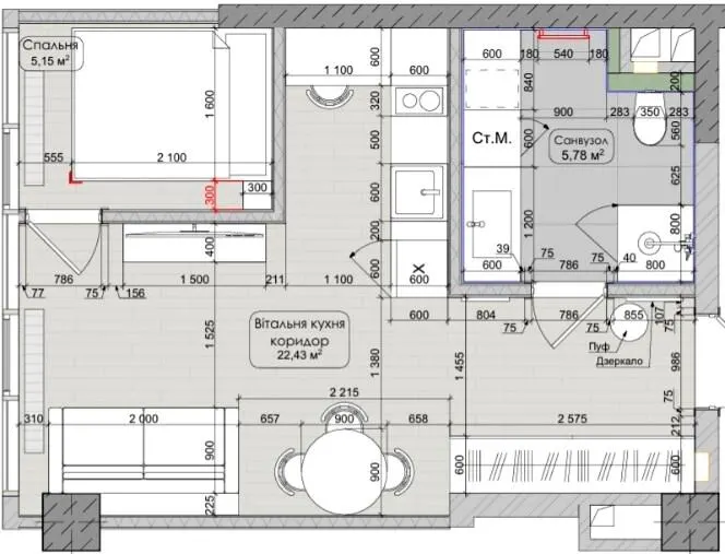 M6 Urban Residences — 33.3 м²