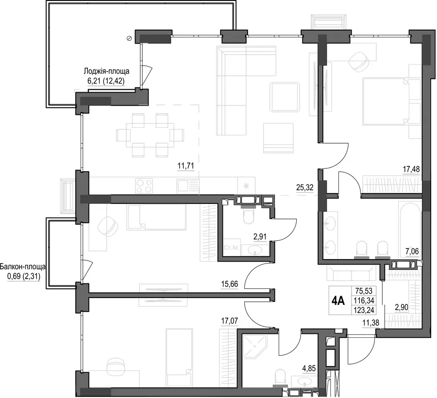 ЖК Park House — 123.2 м²