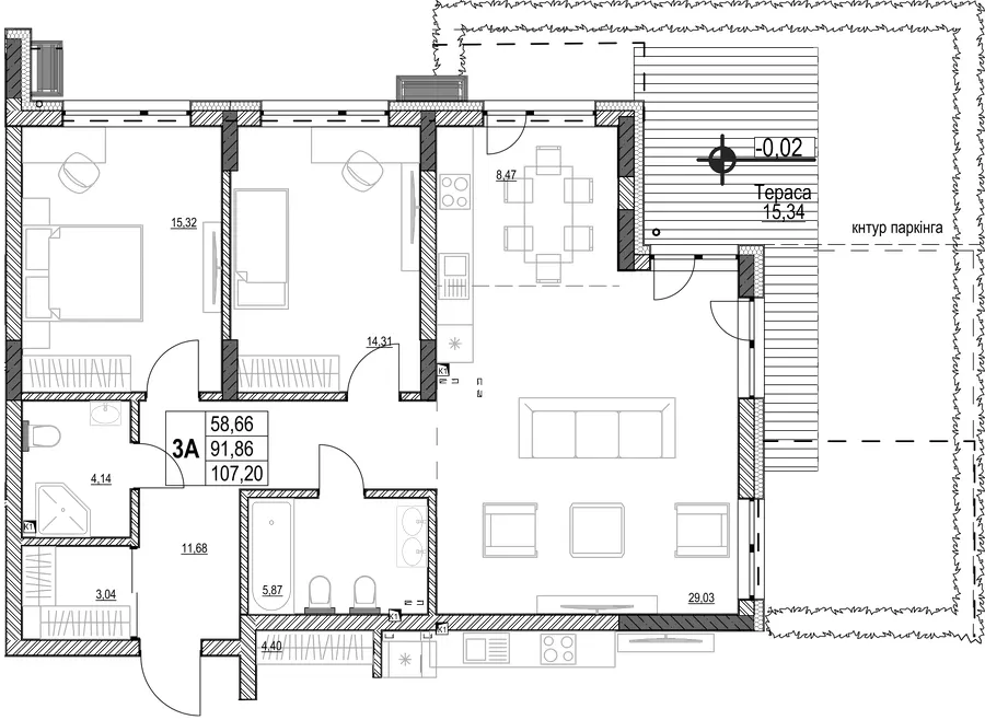 ЖК Park House — 107.2 м²