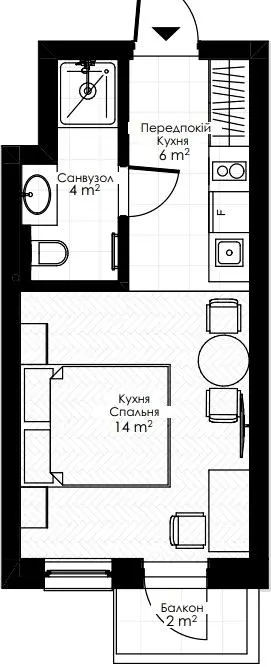 Апарт-готель Apex — 23.6 м²