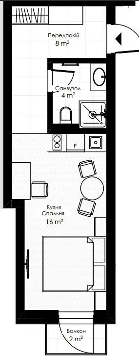 Апарт-готель Apex — 28.4 м²