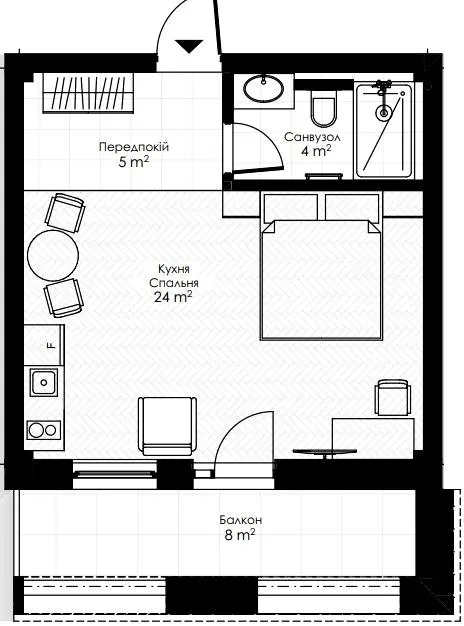 Апарт-готель Apex — 33.3 м²