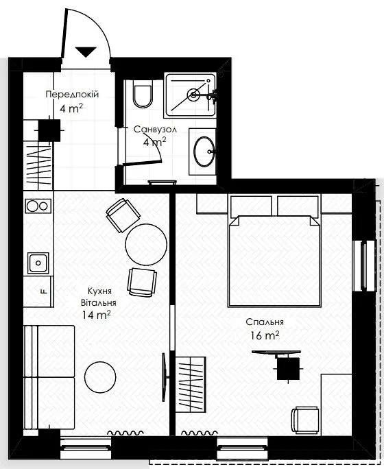 Апарт-готель Apex — 37.7 м²