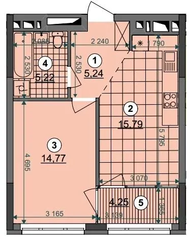 ЖК Dibrova Park — 45.3 м²