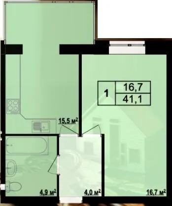 ЖК Добробуд — 41.1 м²