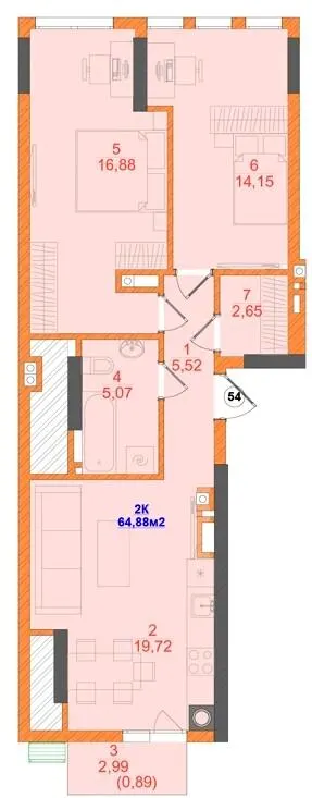 ЖК SKYLINE — 64.9 м²