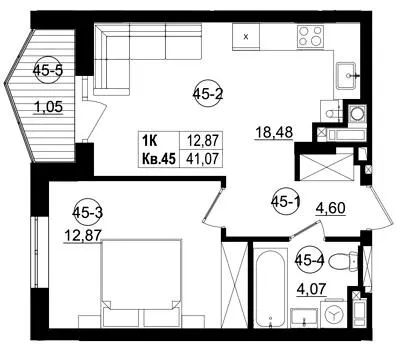 ЖК Riviera Residence — 41.1 м²