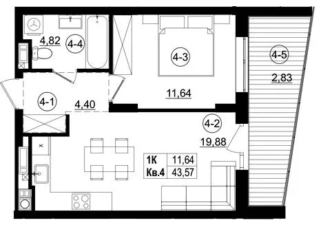 ЖК Riviera Residence — 43.6 м²