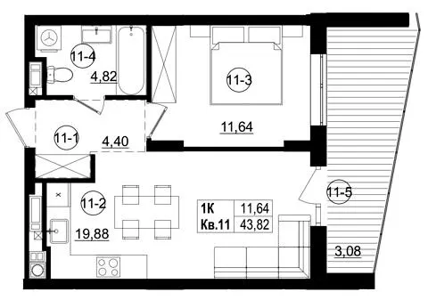 ЖК Riviera Residence — 43.8 м²