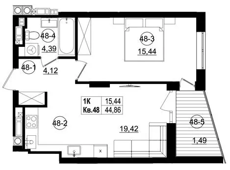 ЖК Riviera Residence — 44.9 м²