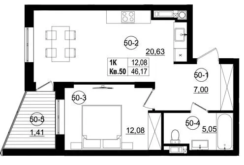 ЖК Riviera Residence — 46.2 м²