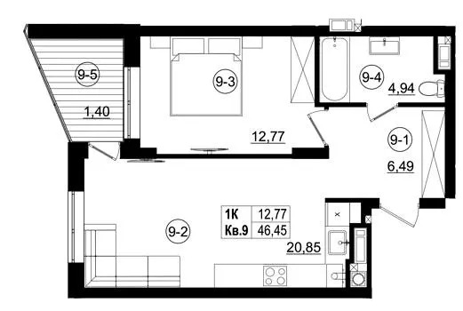 ЖК Riviera Residence — 46.5 м²