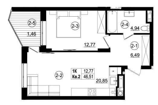 ЖК Riviera Residence — 46.5 м²