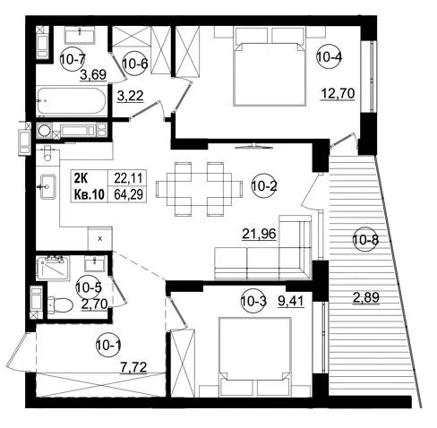 ЖК Riviera Residence — 64.3 м²