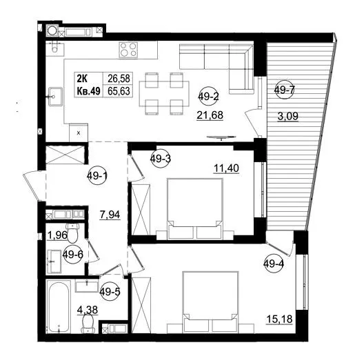 ЖК Riviera Residence — 65.6 м²