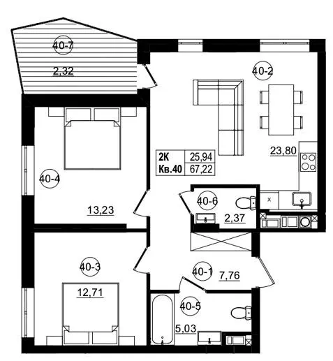 ЖК Riviera Residence — 67.2 м²