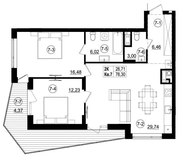 ЖК Riviera Residence — 78.3 м²
