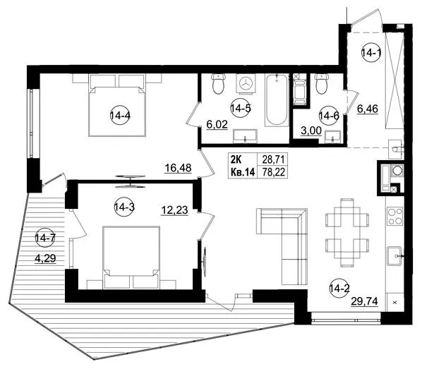 ЖК Riviera Residence — 78.2 м²