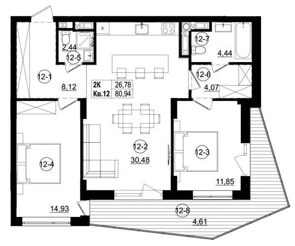 ЖК Riviera Residence — 80.9 м²