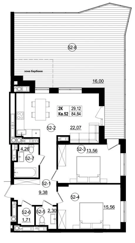 ЖК Riviera Residence — 84.8 м²
