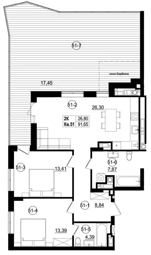 ЖК Riviera Residence — 91.7 м²