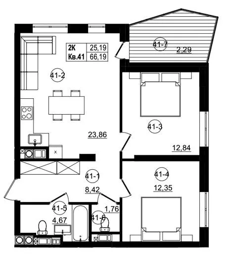 ЖК Riviera Residence — 66.2 м²