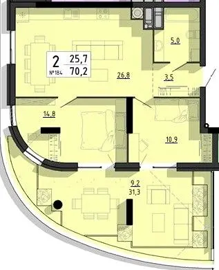 ЖК SvitLand Residences — 70.2 м²
