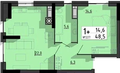 1-комнатная квартира, 49 м², вул. Білецька, 56, Тернополь — фото 1