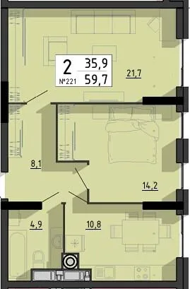2-комнатная квартира, 60 м², вул. Білецька, 56, Тернополь — фото 1