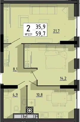 ЖК SvitLand Residences — 59.7 м²