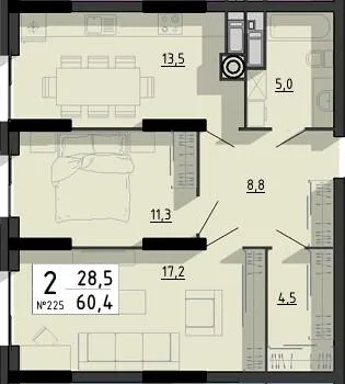 2-кімнатна квартира, 60 м², вул. Білецька, 56, Тернопіль — фото 1