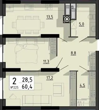 ЖК SvitLand Residences — 60.4 м²