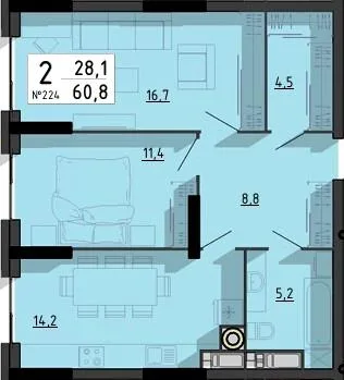 2-кімнатна квартира, 61 м², вул. Білецька, 56, Тернопіль — фото 1
